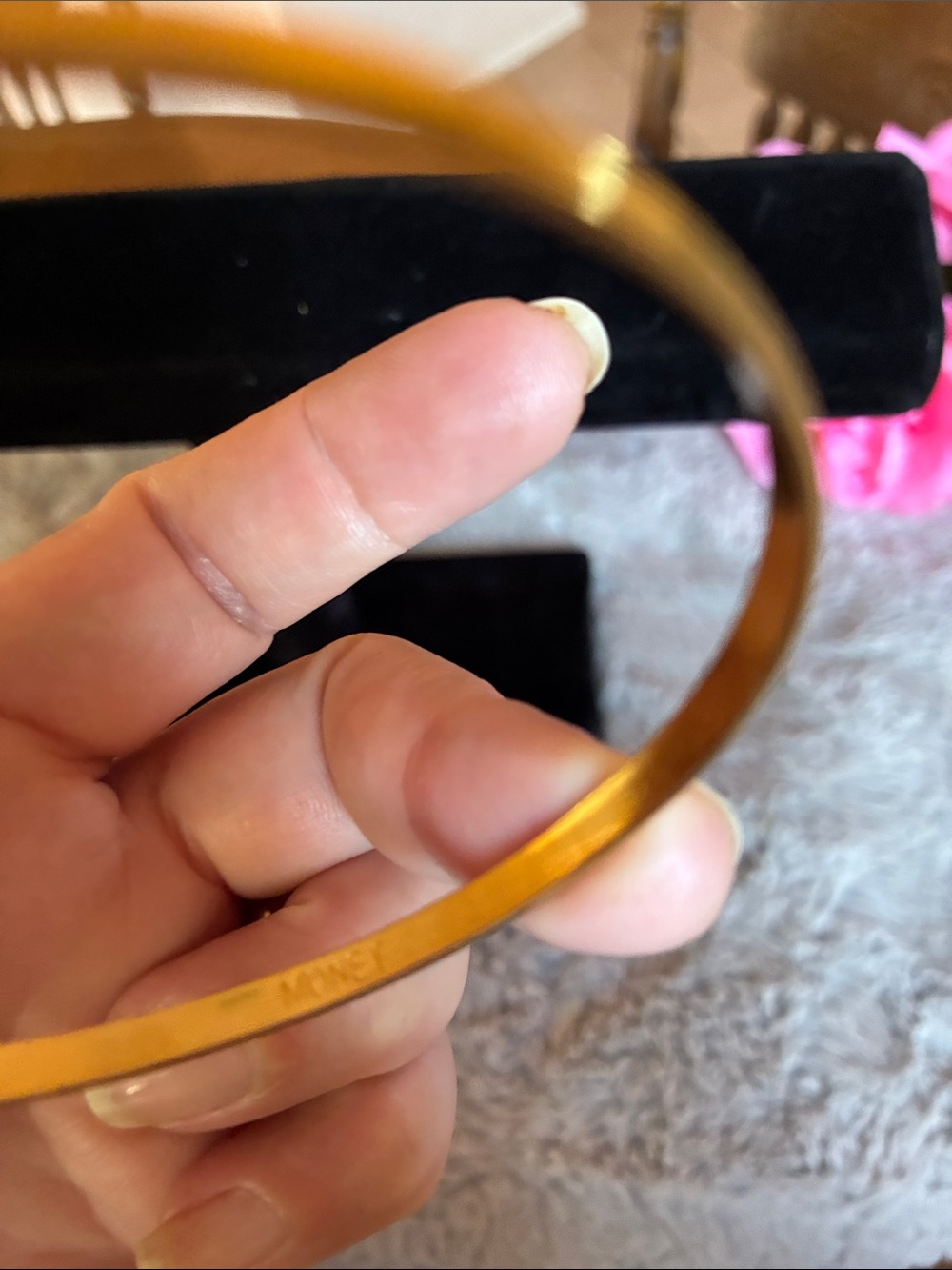 Monet Gold Ribbed Slim Bangle Bracelet - Picture 2 of 3